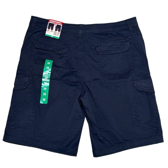 Men's Unionbay 38 Large Chino Khakis Shorts Cargo Navy Blue Stretch Durable NWT - Picture 4 of 11